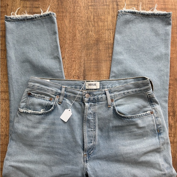 Agolde Riley High Rise Straight Jeans in Reputation Blue - Picture 5 of 7